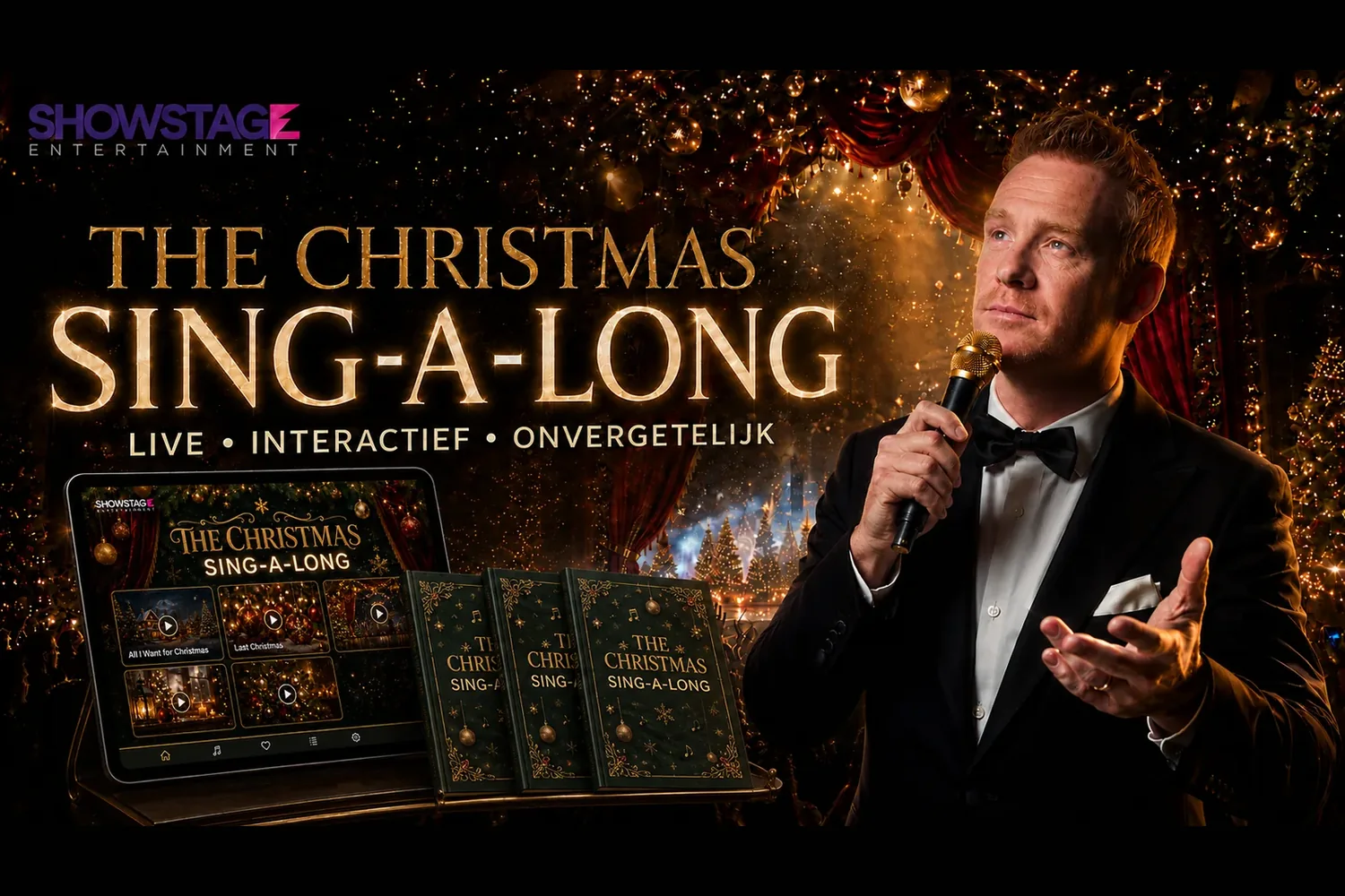 Bernd van de Sanden presenteert The Christmas Sing-A-Long tijdens een feestelijk kerstevenement