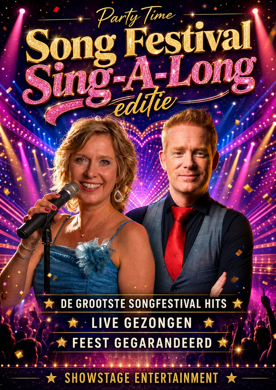 Affiche van Party Time, Song Festival Sing-A-Long met Bernd van de Sanden en Josefine Wijnhoven
